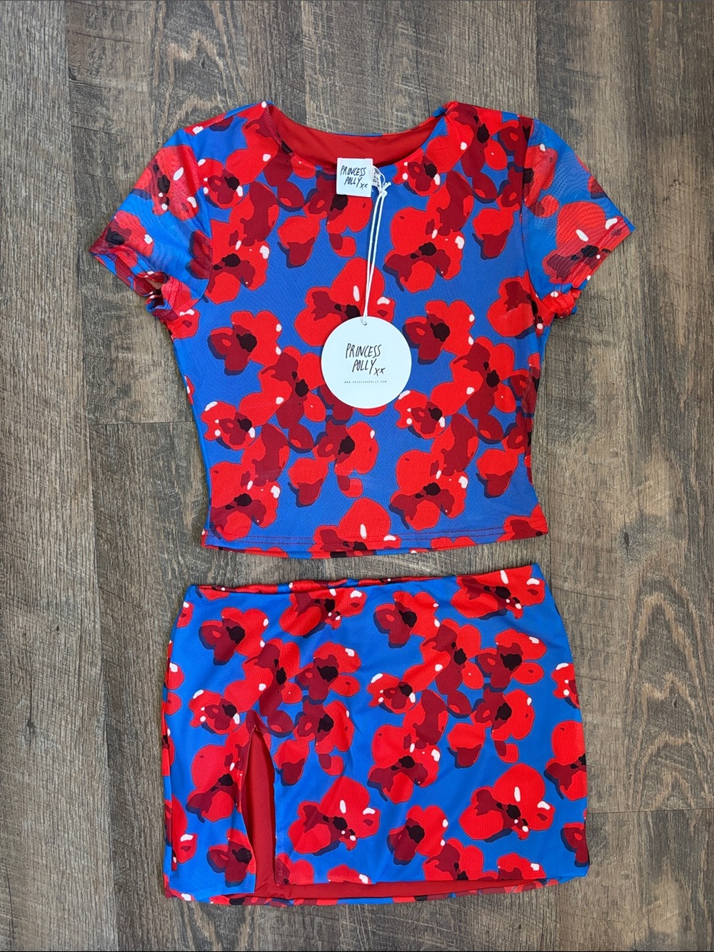 Princess Polly Blue & Red Floral Girls' Pajama Set